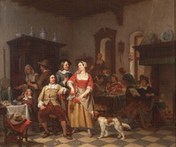KS 069
<br/>
Jan Steen en Frans van Mieris in een herberg
<br/>
<em>Hoevenaar, Willem Pieter (1808-1863)</em>